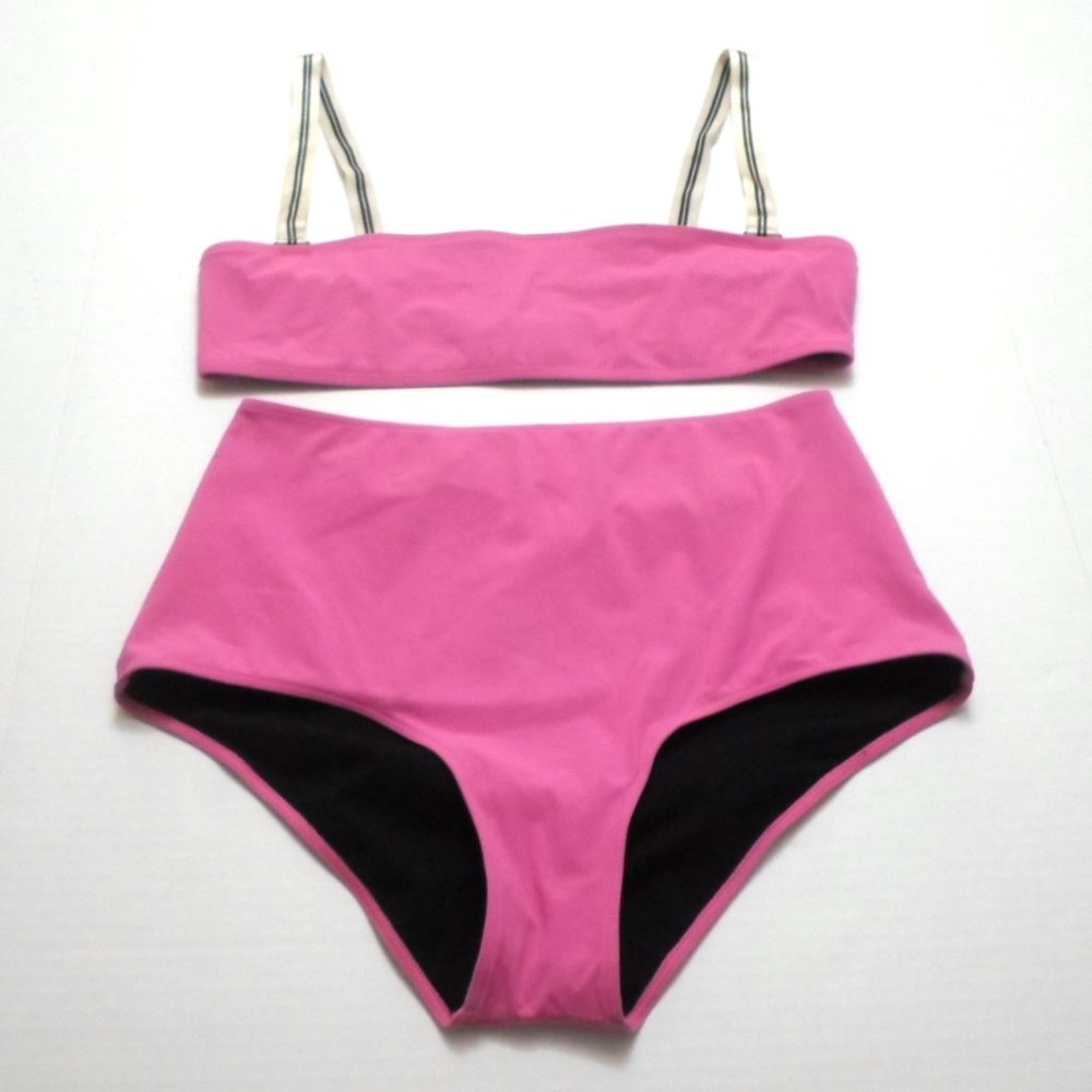 Rochelle Sara Jessica Emily 2 Piece Pink Bandeau High Waist Bikini Set fits 6-8